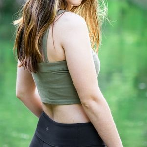 Olive Green Forever 21 Button-Up Tank Top